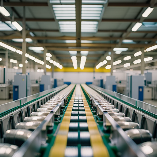 A conveyor belt assembly line